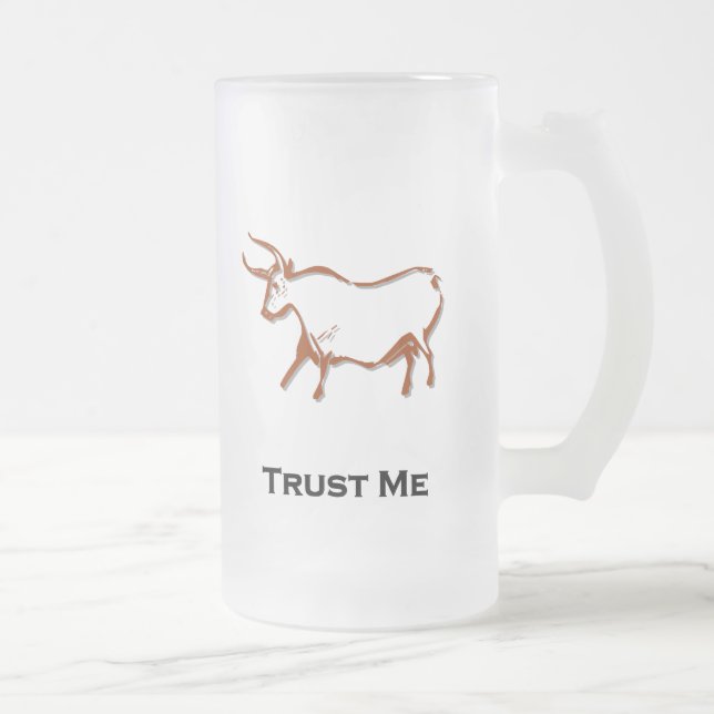 Caneca De Cerveja Vidro Jateado Bull Trust Me Brown (Direita)