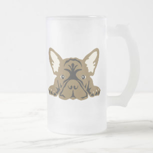 Caneca De Cerveja Vidro Jateado Bulldogs Franceses