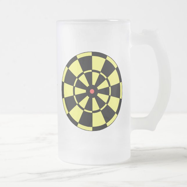 Caneca De Cerveja Vidro Jateado Bullseye vermelho preto amarelo do Dartboard (Direita)