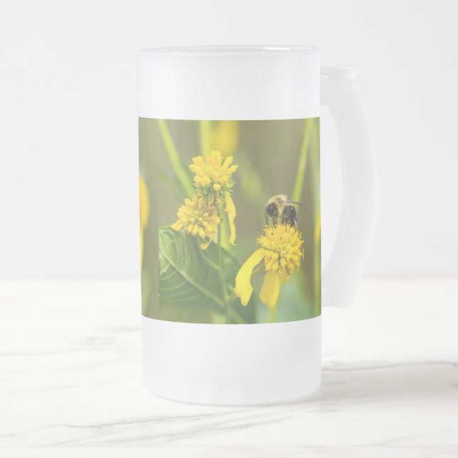 Caneca De Cerveja Vidro Jateado Bumblebee Fosco Mug (Frente Esquerda)