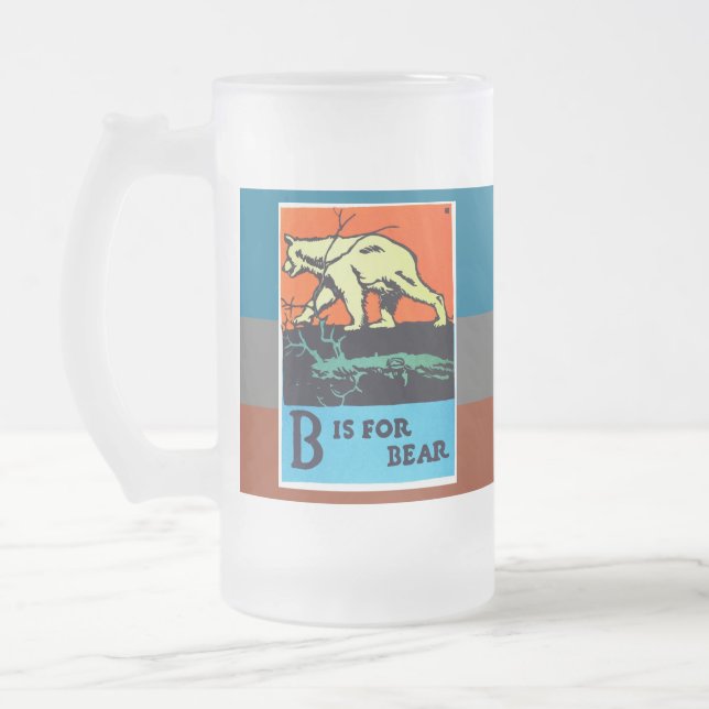 Caneca De Cerveja Vidro Jateado C.B. Falls - B é para Urso (Esquerda)