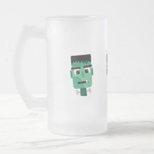 Caneca De Cerveja Vidro Jateado Cabeça do Monstro de Frankenstein