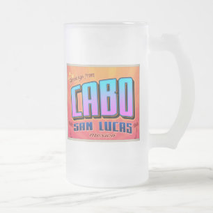 CANECA DE CERVEJA VIDRO JATEADO CABO SAN LUCAS