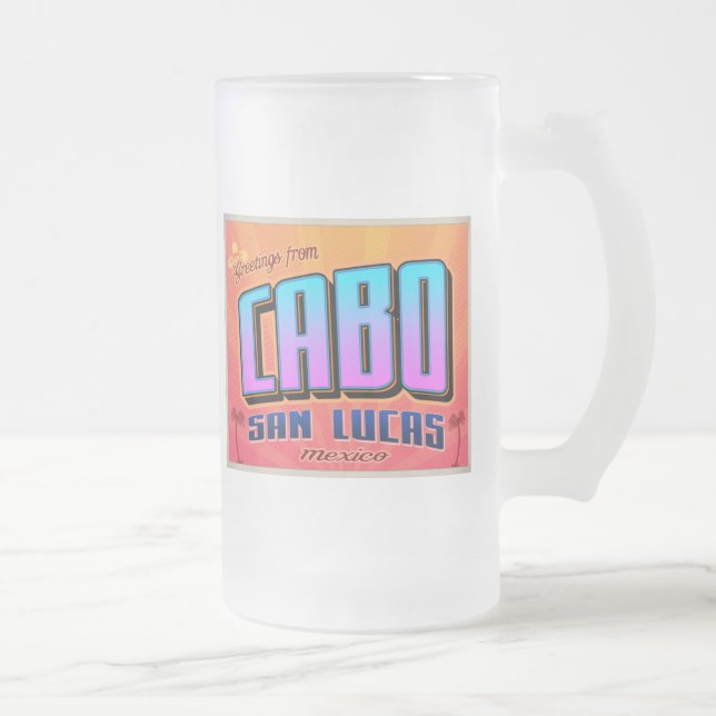 CANECA DE CERVEJA VIDRO JATEADO CABO SAN LUCAS (Direita)