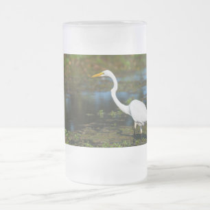 Caneca De Cerveja Vidro Jateado Caça ao Egret Fosco Mug