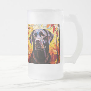 Caneca De Cerveja Vidro Jateado Caça tardia da temporada - Preto Lab - Labrador
