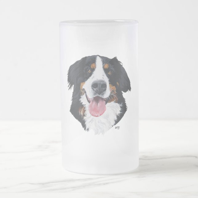 Caneca De Cerveja Vidro Jateado Cachorro da Montanha Bernese (Centro)