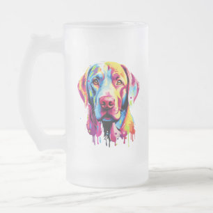 Caneca De Cerveja Vidro Jateado Cachorro do Retriever Labrador Preto