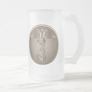 Caneca De Cerveja Vidro Jateado Caduceus do DDS