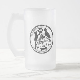 Caneca De Cerveja Vidro Jateado Cães aprovados