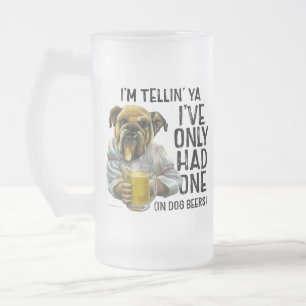 Caneca De Cerveja Vidro Jateado Cães Cervejas Fosco