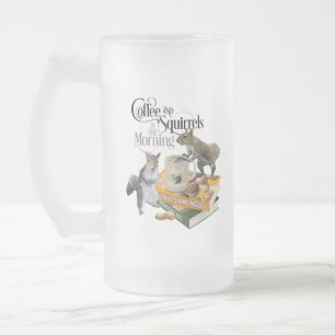 Caneca De Cerveja Vidro Jateado Café e esquilos - Lover esquilo engraçado