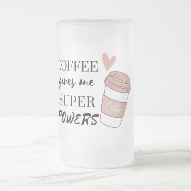 Caneca De Cerveja Vidro Jateado Café me dá super poderes (Centro)
