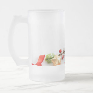 Caneca De Cerveja Vidro Jateado caixa de presente de Natal embrulhada com uma fita