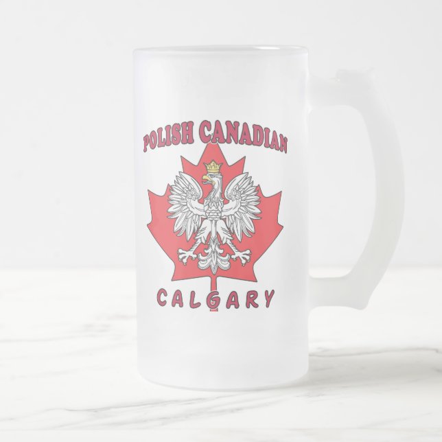 Caneca De Cerveja Vidro Jateado Calgary Polska Canada Leaf (Direita)