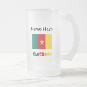 Caneca De Cerveja Vidro Jateado Camarões e Bandeira Camaronesa Personalizada