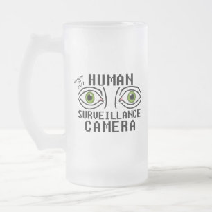 Caneca De Cerveja Vidro Jateado Câmera de Vigilância Humana Humor Seco
