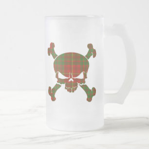 Caneca De Cerveja Vidro Jateado Cameron Tartan Skull No Banner Mug