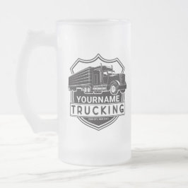 Caneca De Cerveja Vidro Jateado Caminhoneiro do Big Rig Semi de NOME Personalizado