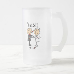 Caneca De Cerveja Vidro Jateado Camisas e Presentes de Noiva e Noivo YES I Do