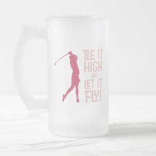 Caneca De Cerveja Vidro Jateado Camiseta de golfe feminino engraçado Humor Esporte