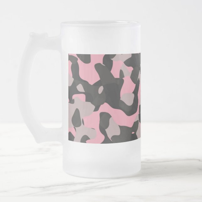 Caneca De Cerveja Vidro Jateado Camo rosa (Esquerda)