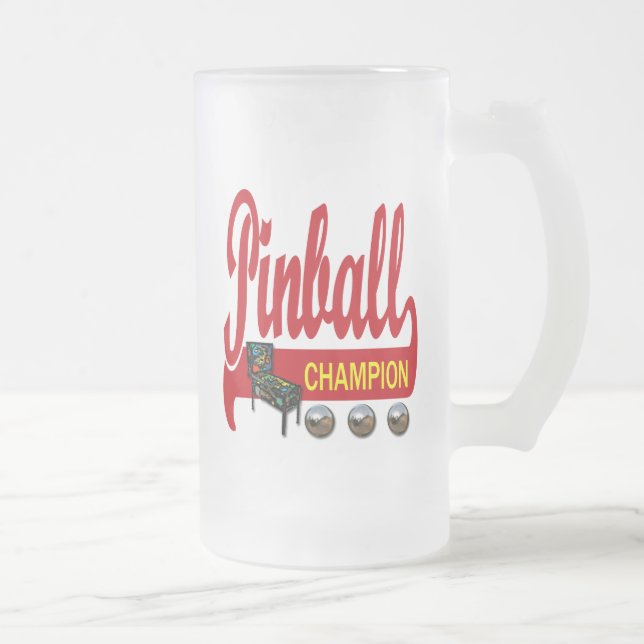 Caneca De Cerveja Vidro Jateado Campeão do Pinball (Direita)