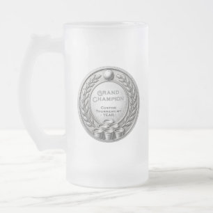 Caneca De Cerveja Vidro Jateado Campeonato de Beer Pong com Medalhas de Prata