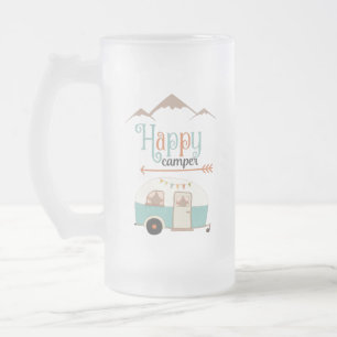 CANECA DE CERVEJA VIDRO JATEADO CAMPER FELIZ