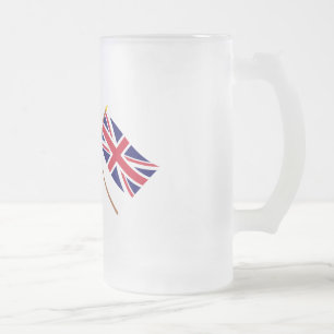 Caneca De Cerveja Vidro Jateado Canadá e as bandeiras cruzadas Reino Unido