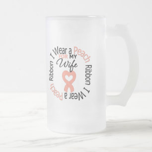 Caneca De Cerveja Vidro Jateado Cancer uterina eu visto a fita do pêssego para