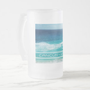 Caneca De Cerveja Vidro Jateado Cancún - México