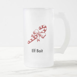 Caneca De Cerveja Vidro Jateado Candy Cane Elf Bait