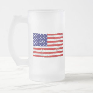 Caneca De Cerveja Vidro Jateado Caneca afligida do vidro da bandeira americana