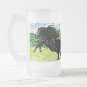 Caneca De Cerveja Vidro Jateado Caneca: Black Stallion