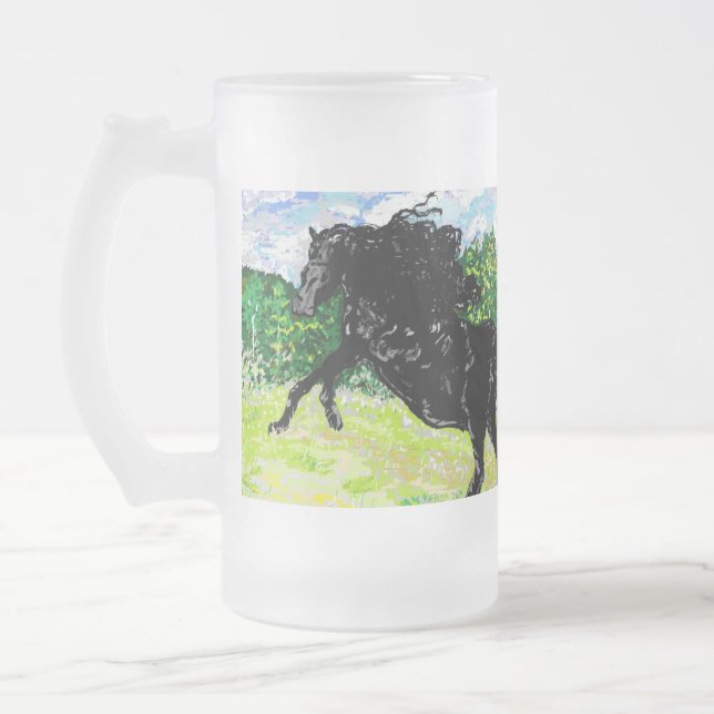 Caneca De Cerveja Vidro Jateado Caneca: Black Stallion (Esquerda)