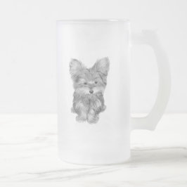 Caneca De Cerveja Vidro Jateado Caneca bonito do vidro de fosco do cão de Yorkie