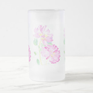 Caneca De Cerveja Vidro Jateado Caneca cor-de-rosa do vidro de fosco dos rosas