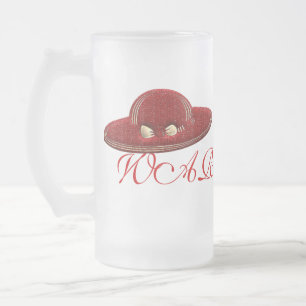 Caneca De Cerveja Vidro Jateado Caneca de vidro de advertência alta de Red Hat