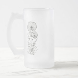 Caneca De Cerveja Vidro Jateado Caneca de Vidro Fosco - Arte de Contorno Floral 47
