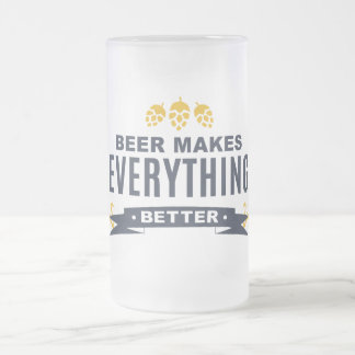 Caneca De Cerveja Vidro Jateado Caneca de Vidro Fosco Beer Makes Everything Better