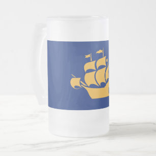 Caneca De Cerveja Vidro Jateado Caneca de Vidro Fosco com a bandeira da Cidade de