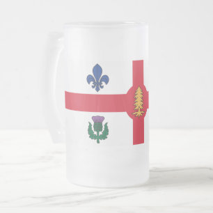 Caneca De Cerveja Vidro Jateado Caneca de Vidro Fosco com a bandeira de Montreal