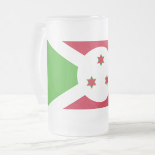 Caneca De Cerveja Vidro Jateado Caneca de Vidro Fosco com a bandeira do Burundi
