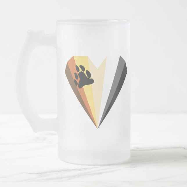 Caneca De Cerveja Vidro Jateado Caneca de Vidro Fosco com Orgulho de Urso (Esquerda)