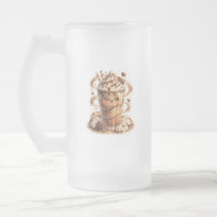 Caneca De Cerveja Vidro Jateado Caneca de Vidro Fosco Kawaii de Milkshake de Choco