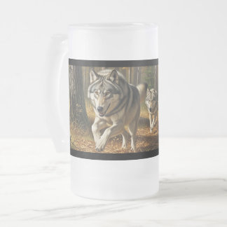 Caneca De Cerveja Vidro Jateado Caneca de Vidro Fosco Lobo estilo 1