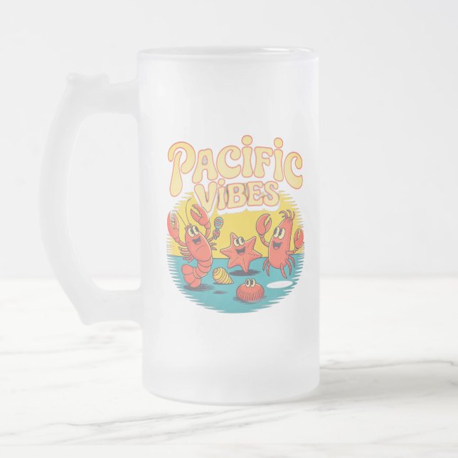 Caneca De Cerveja Vidro Jateado Caneca de Vidro Fosco Ocean Breeze (Esquerda)