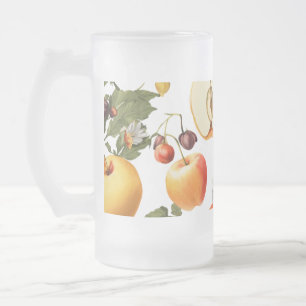Caneca De Cerveja Vidro Jateado Caneca de Vidro Fosco - Padrão de Frutas em Aquare