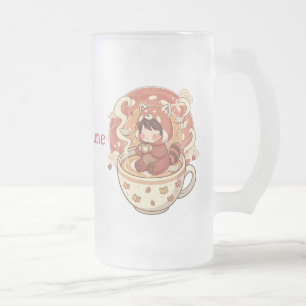 Caneca De Cerveja Vidro Jateado Caneca de Vidro Fosco Panda Vermelho Brilho Quente